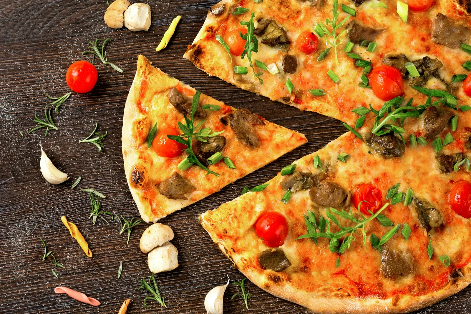 Crustique Web luxury dining interior with black-and-gold aesthetic, ambient lighting, and premium pizza presentation